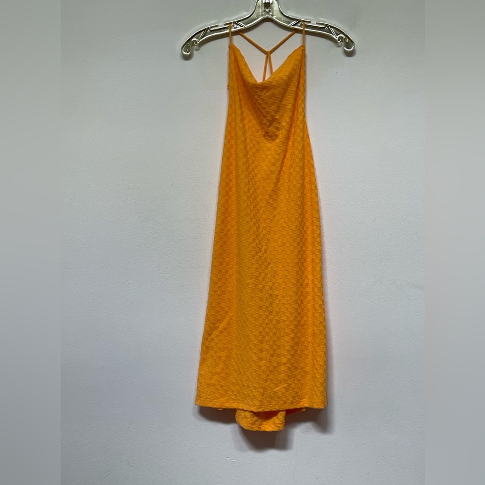 Free people dress orange woven style square neck halter